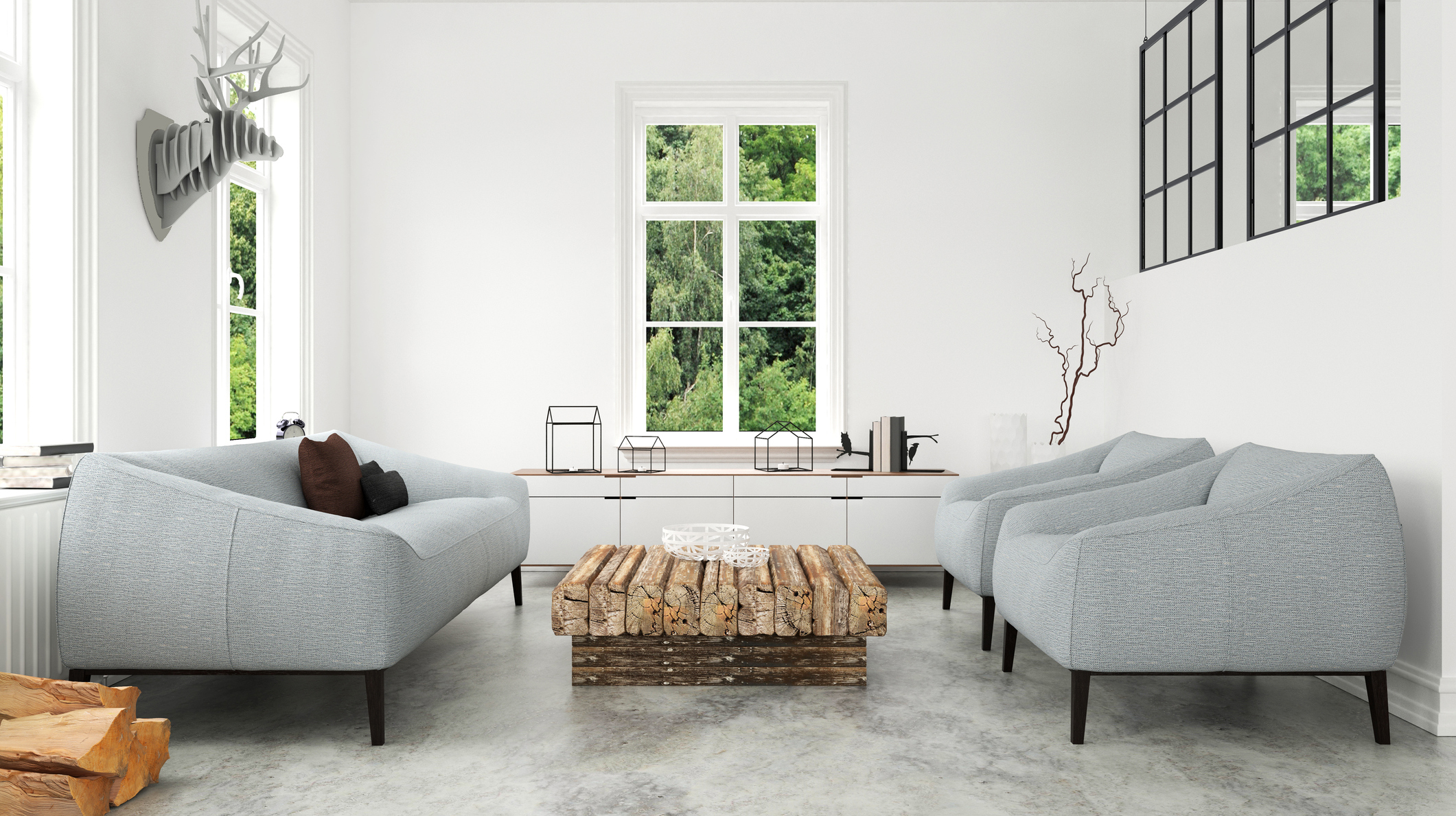 Modern Living room with sofa and armchairs