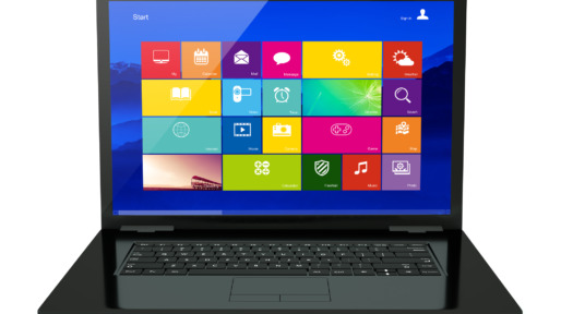 Black laptop with icon
