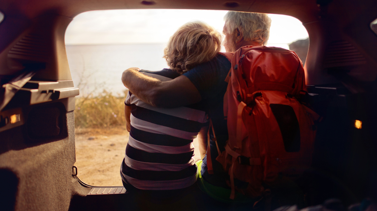 Senior couple on a road trip
