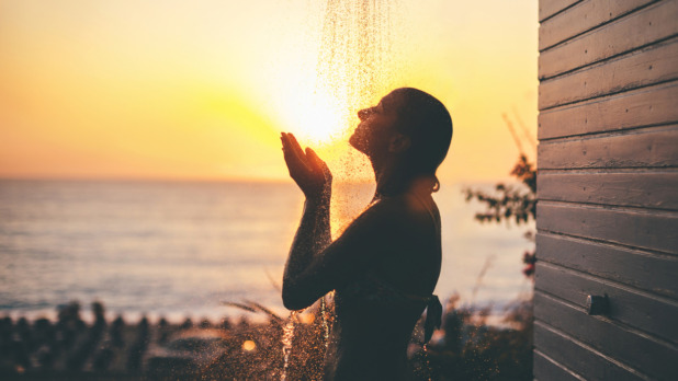Shower at sunset