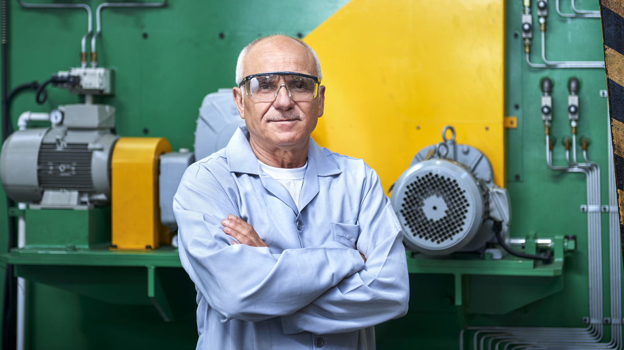 Portrait Of Senior Worker In Factory
