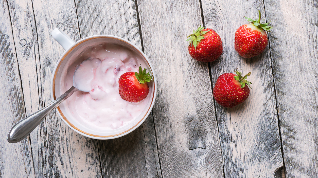 Strawberries and yogurt