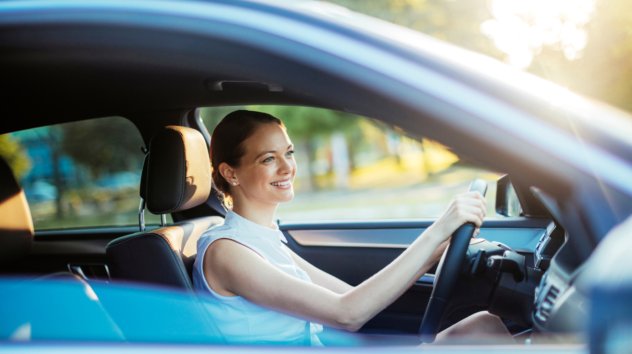 Businesswoman driving a car
