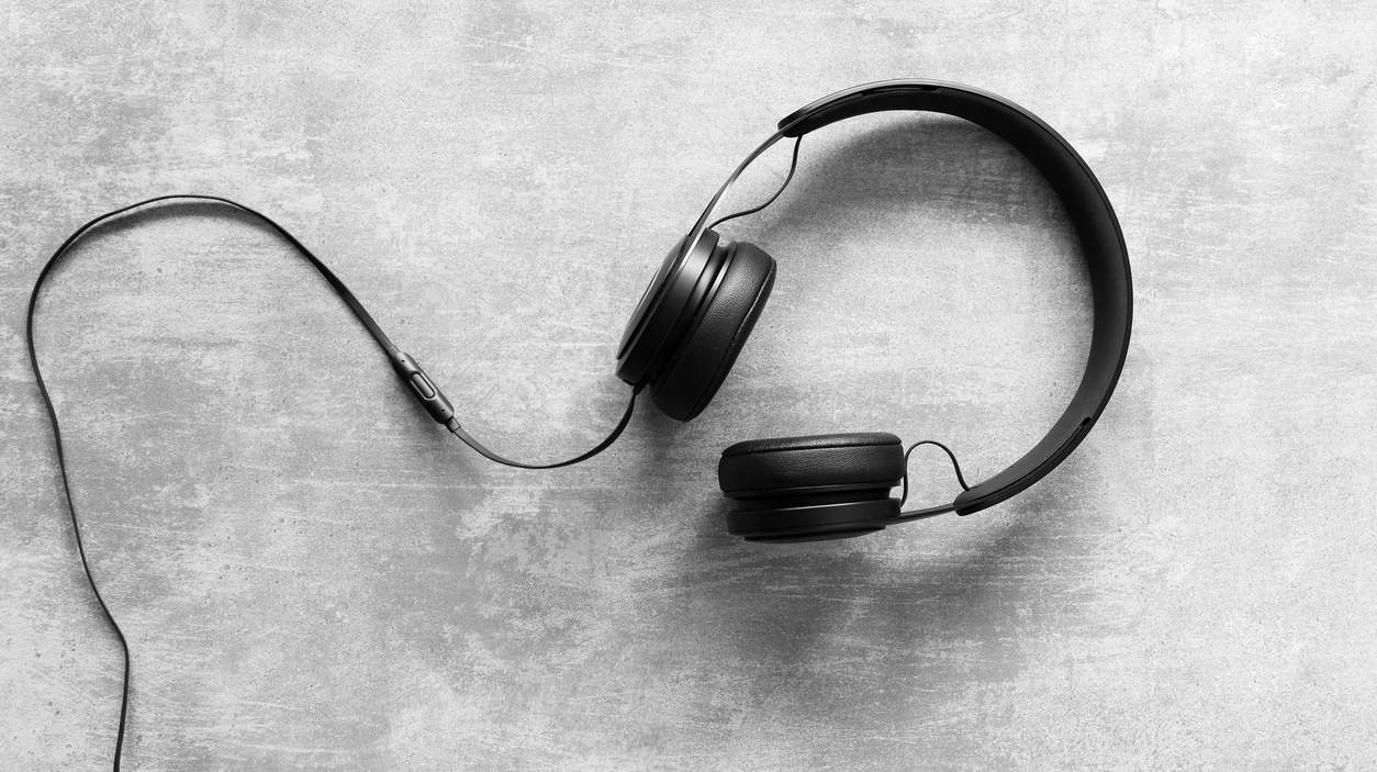 Headset on a concrete background