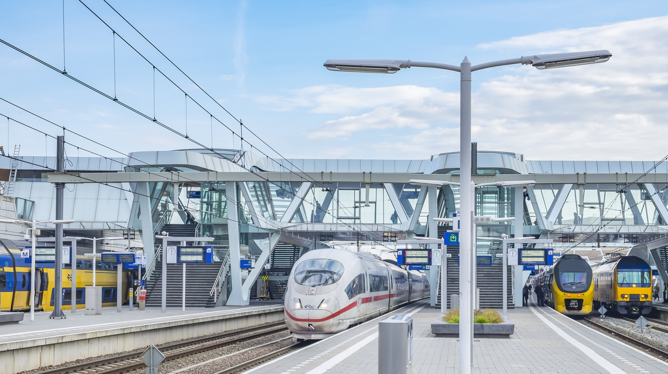 Trains at Arnhem station including the ICE -Intercity Express- high speed train