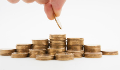 rows of coins for finance and banking concept