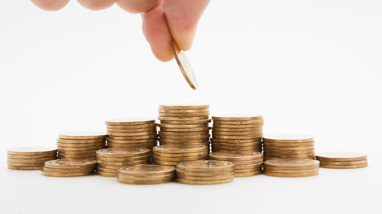 rows of coins for finance and banking concept