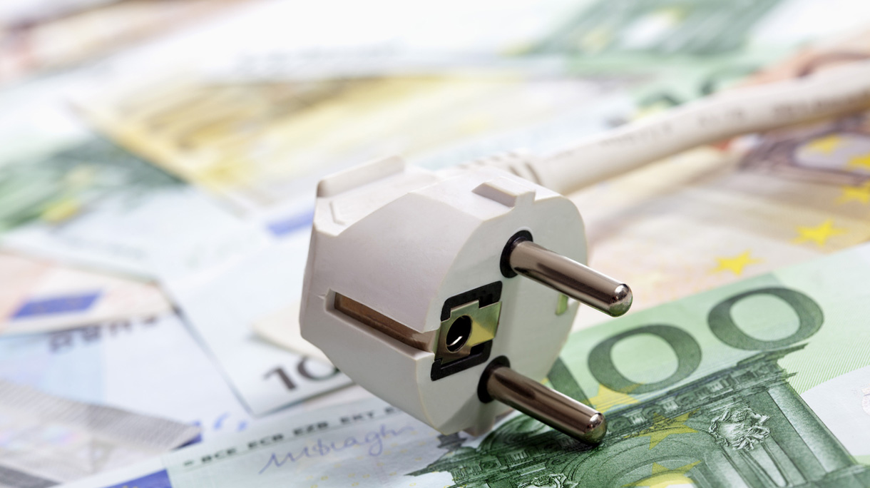 Plug and euro notes, close up