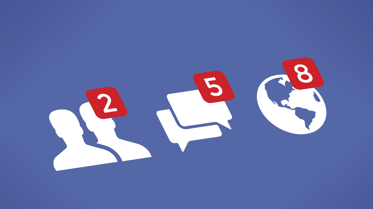Social network notifications icons – Friends, Messages (Chats, Comments) and Notifications