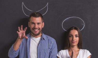 Couple as angel and demon