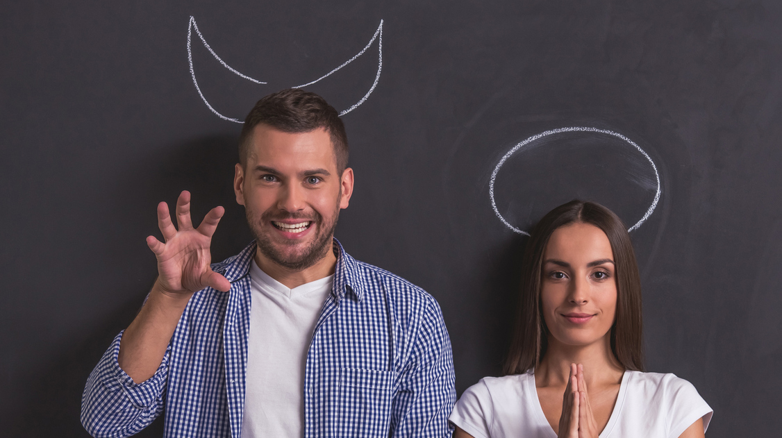 Couple as angel and demon