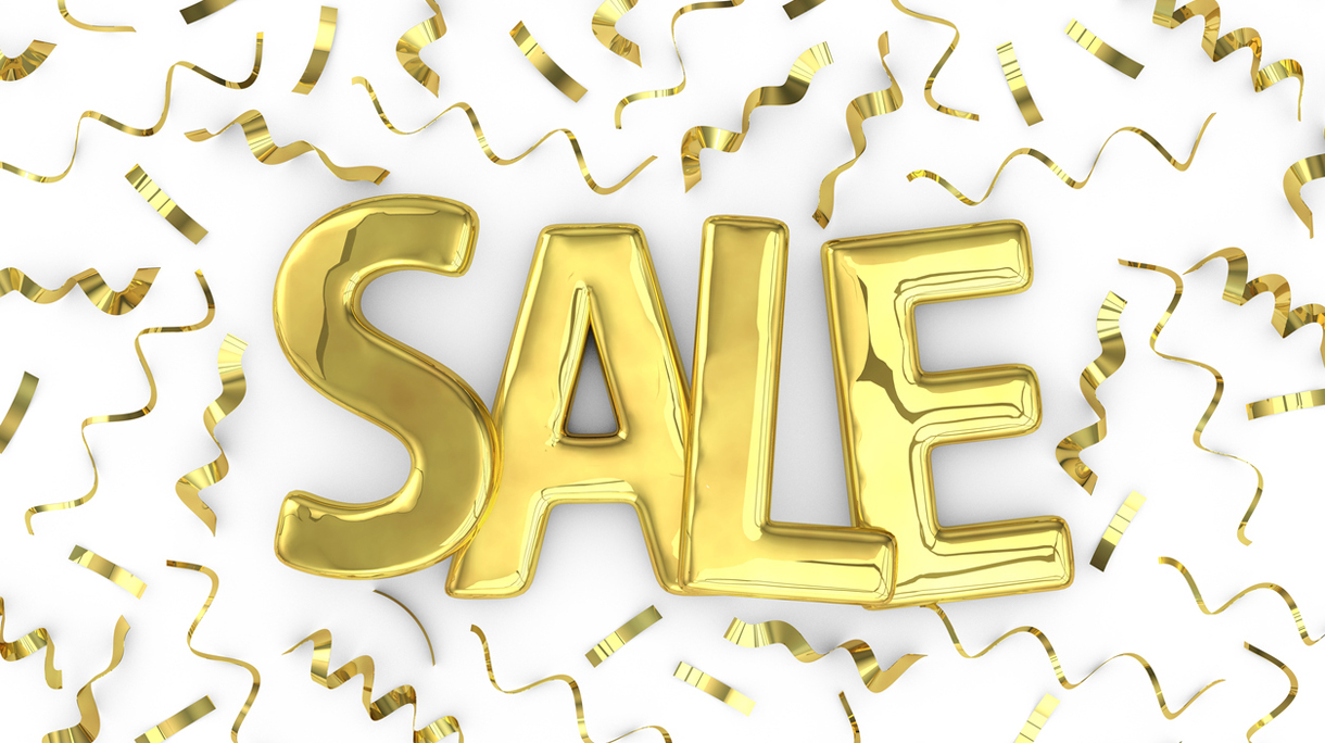 Gold word sale and confetti  background
