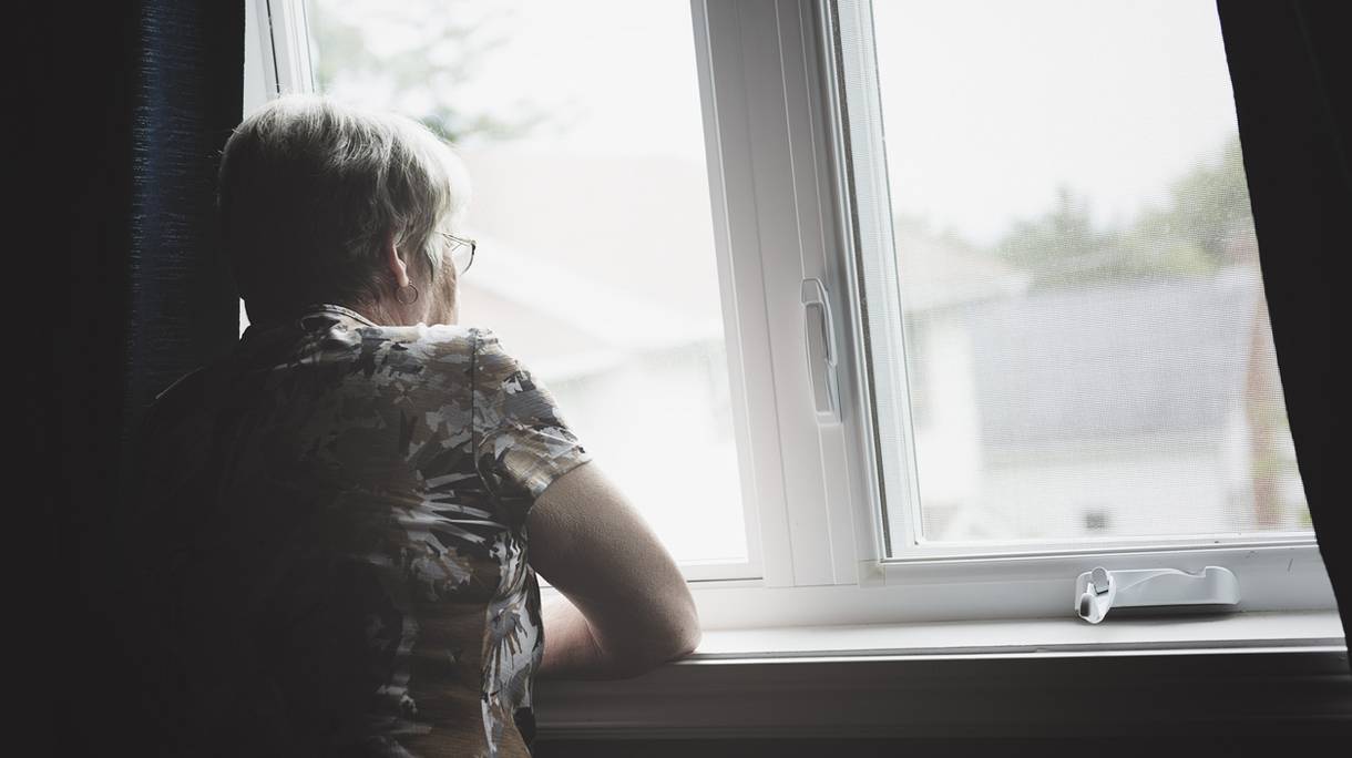 lonely 60 years old senior in is apartment