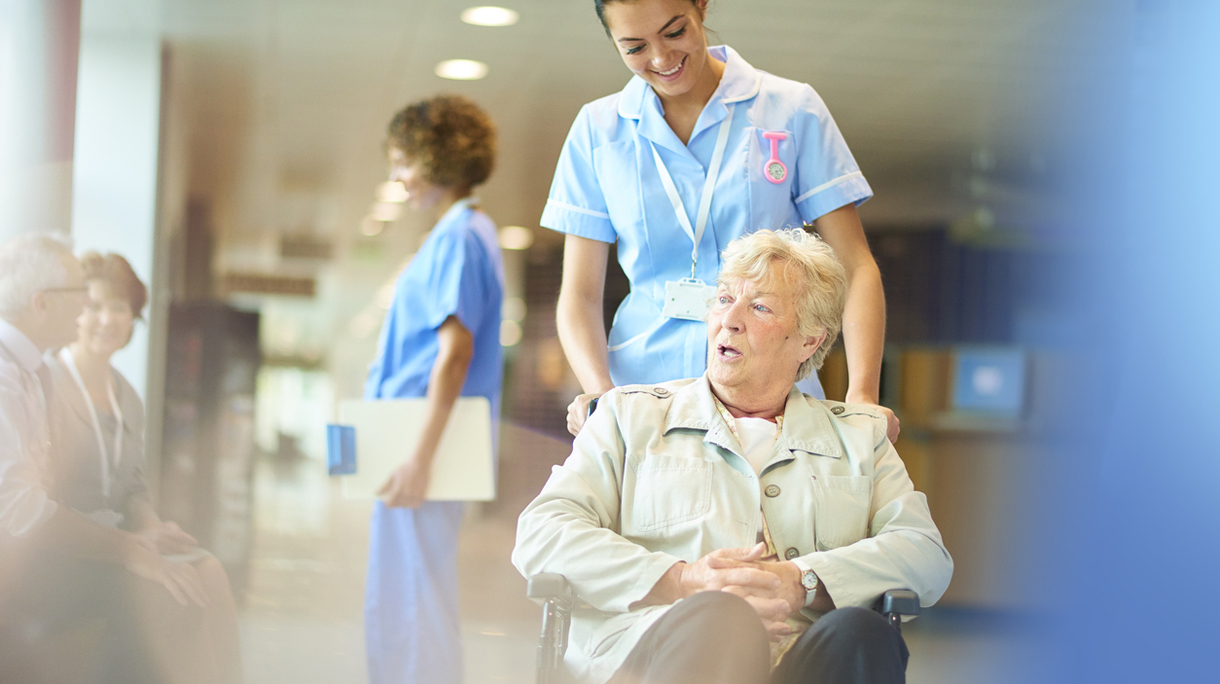 elderly patient leaves hospital