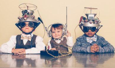 three-boys-dressed-as-nerds-with-mind-reading-helmets-picture-id623504166