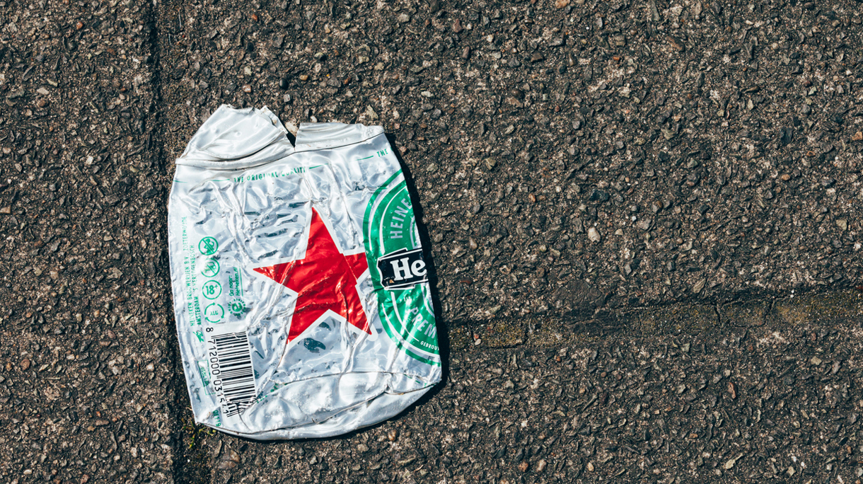 Crushed Heineken Beer Can