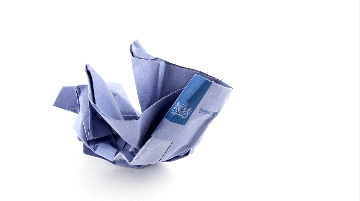 Crumbled envelope of the Dutch IRS