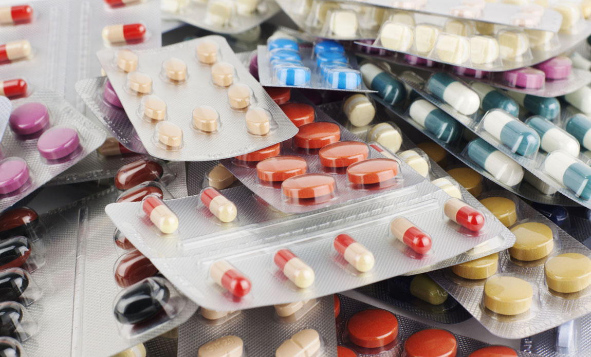 Pile of different color pills