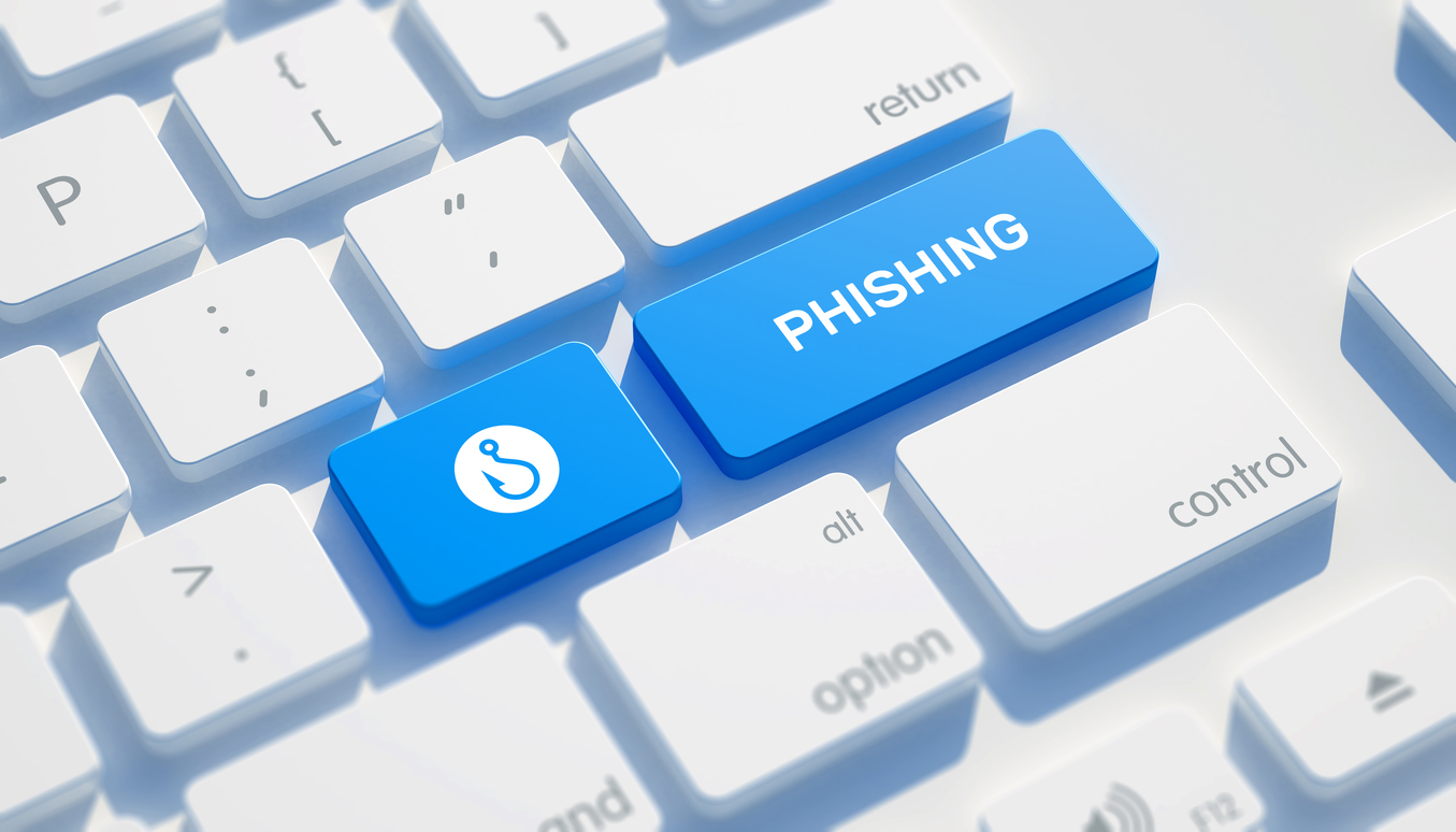 Phishing Icon Concept on the Blue Keyboard Button