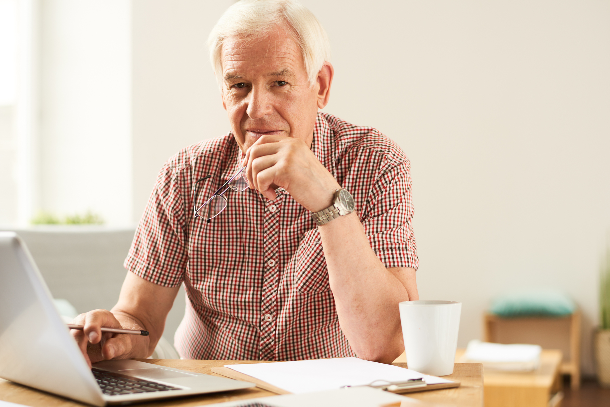 Senior Man Working  From Home