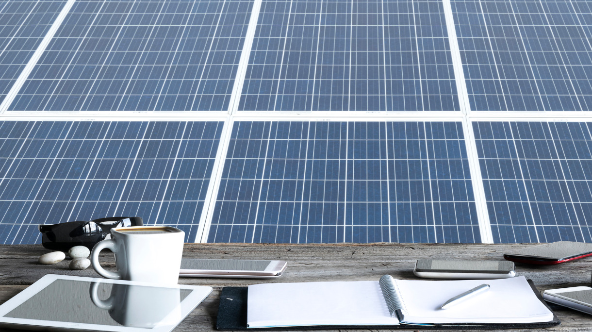 happy-working-solar-station-photovoltaic-panels-picture-id916072418