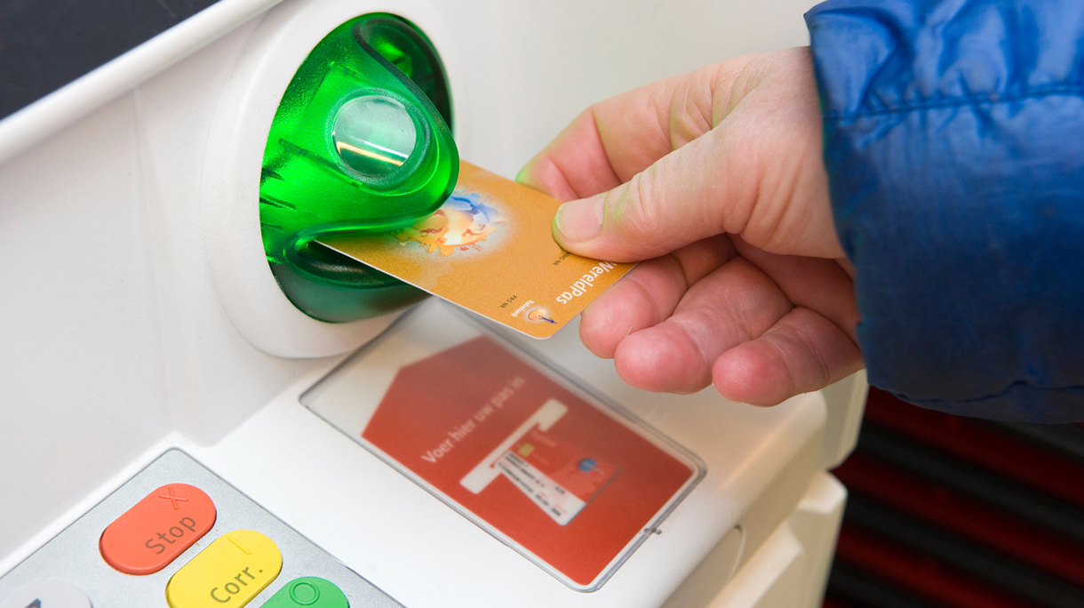 Bank card into ATM machine