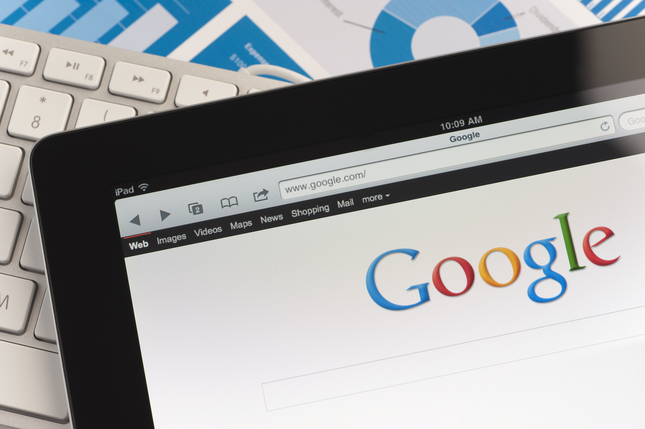 Ipad close-up showing Google