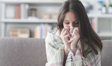 Sick woman with flu
