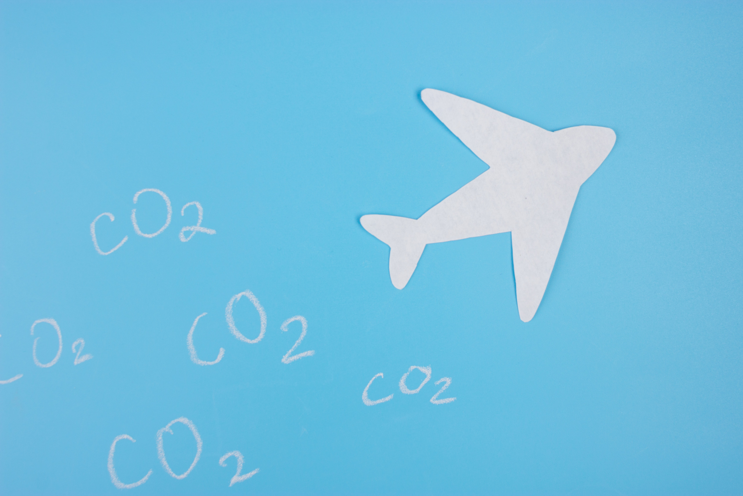 Air plane trails in blue sky. Chasing airplanes