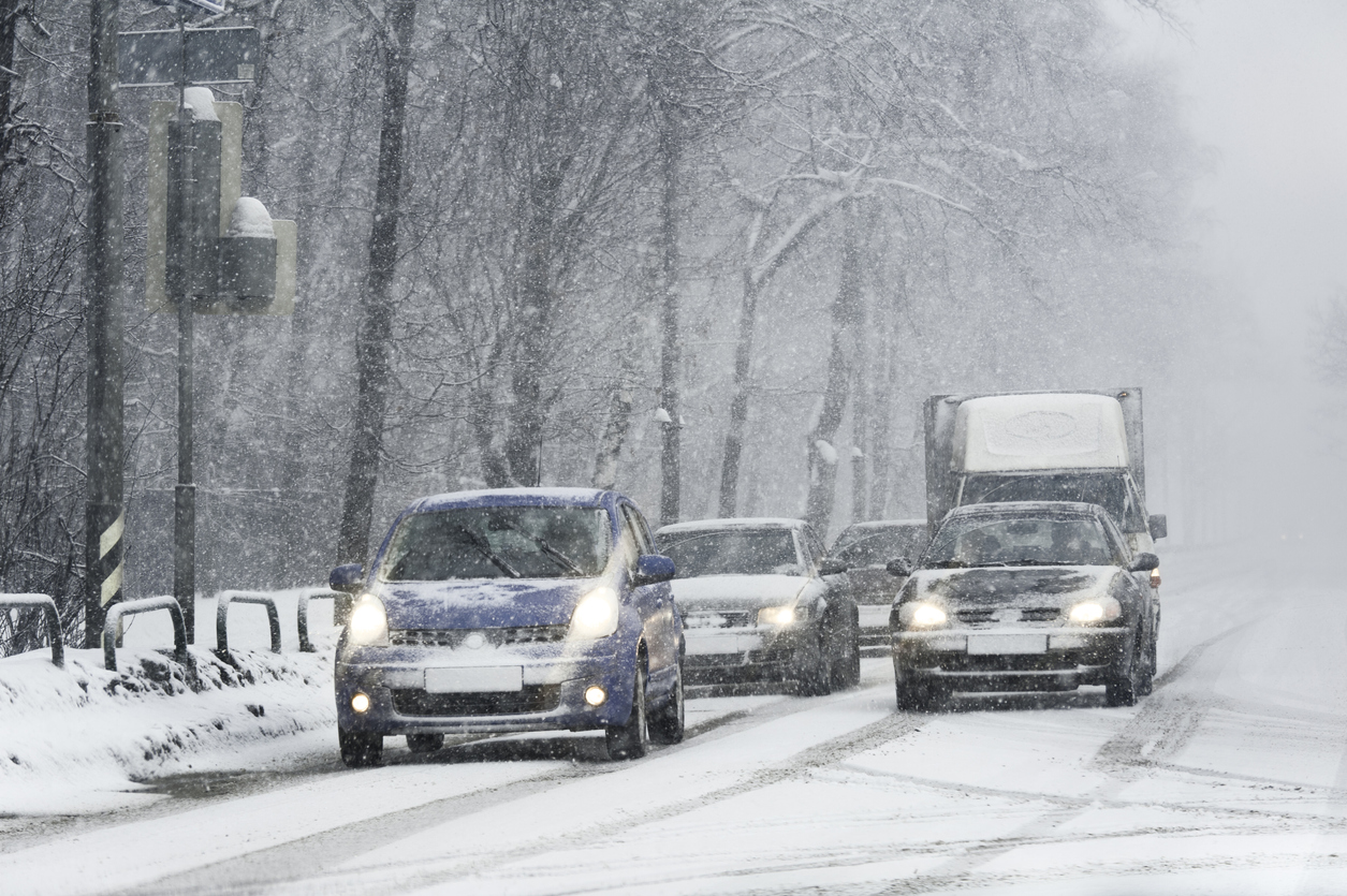Winter Driving in Snow Storm