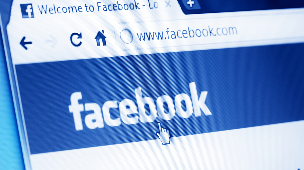 Facebook main webpage on the browser