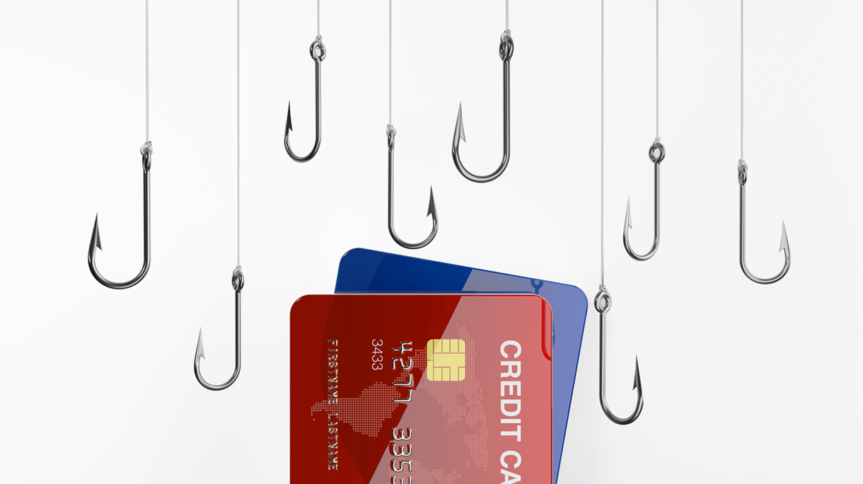 Credit Cards And Fishing Hooks – Credit Card Security And Phishing Concept