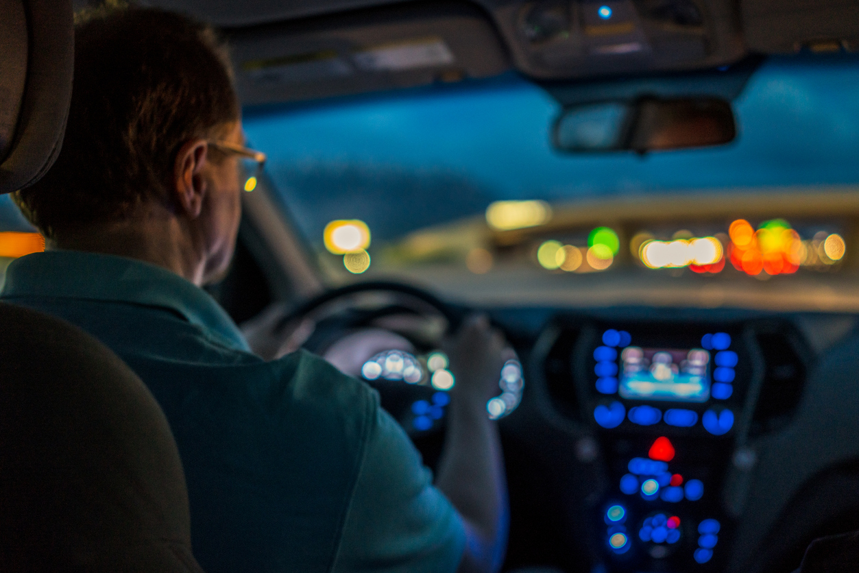 Driver concentrating at night