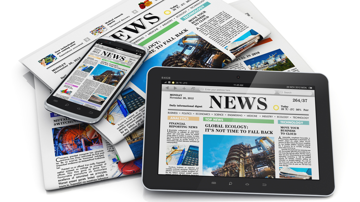 Electronic and paper media concept