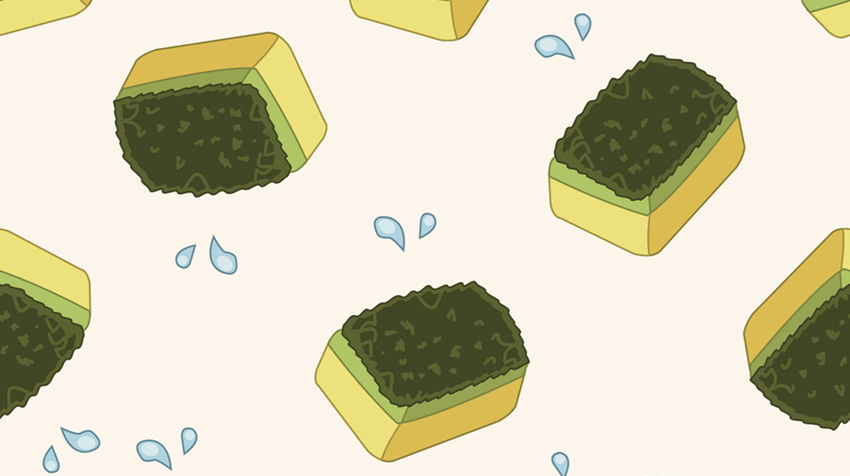 kitchenware scouring pad , cartoon seamless pattern background