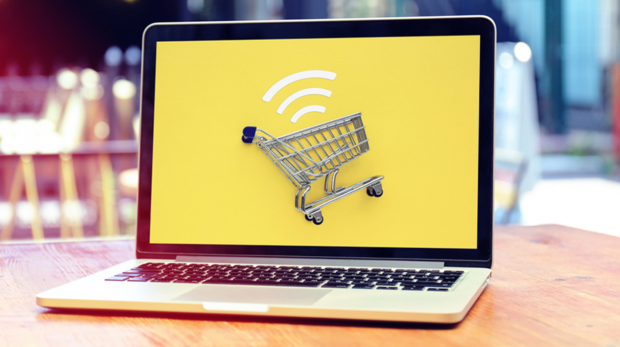 Internet shopping with laptop