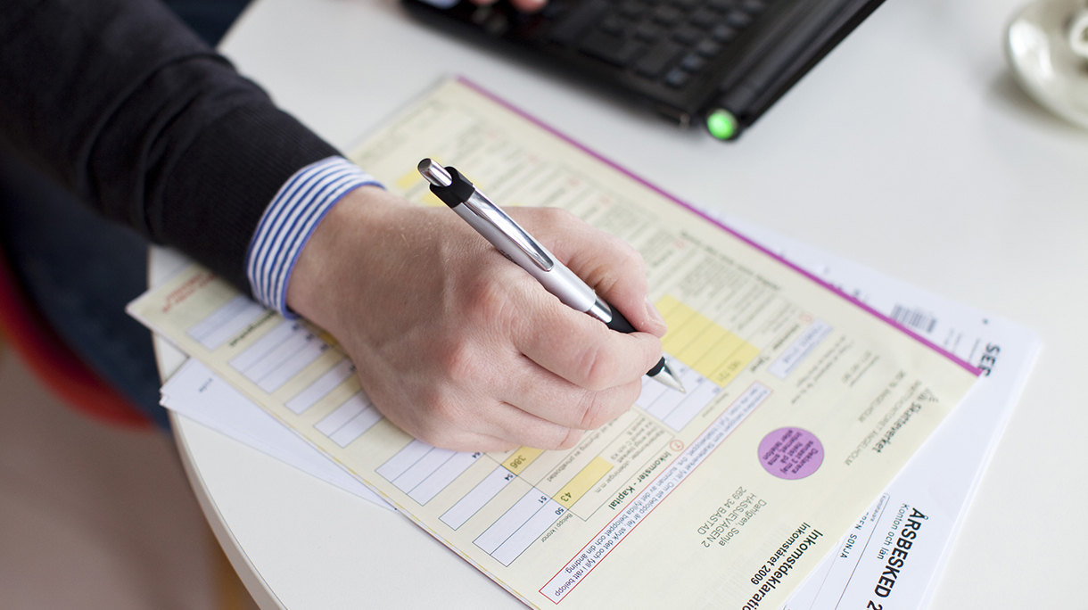 Man preparing tax return