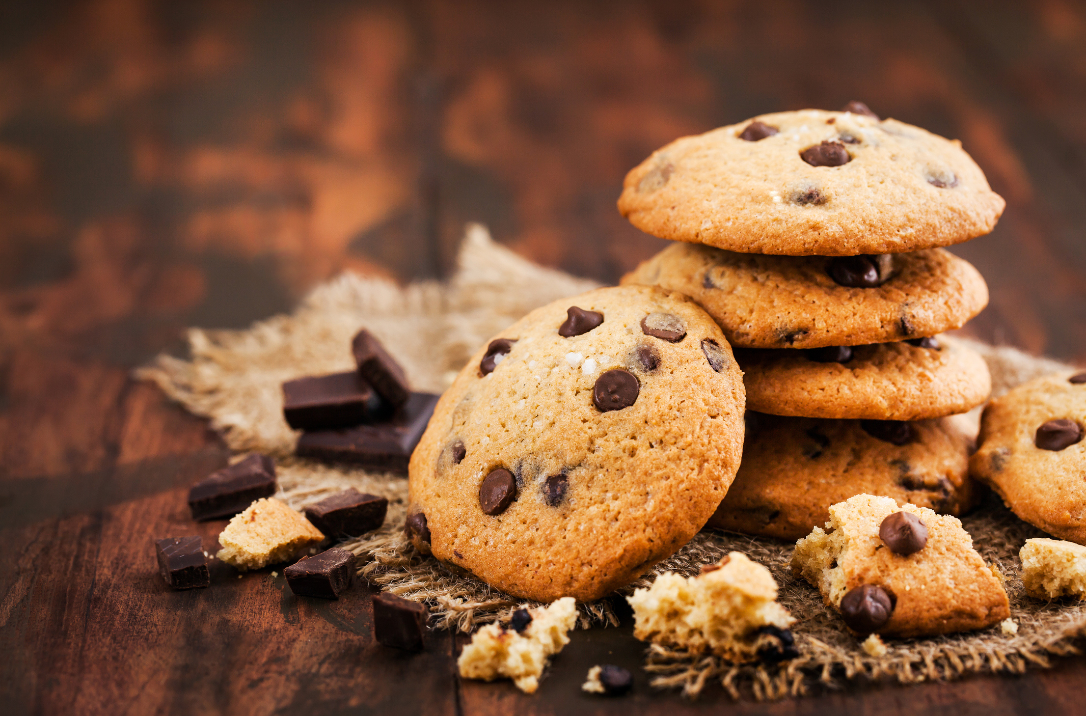 Homemade freshly baked chocolate chips cookies
