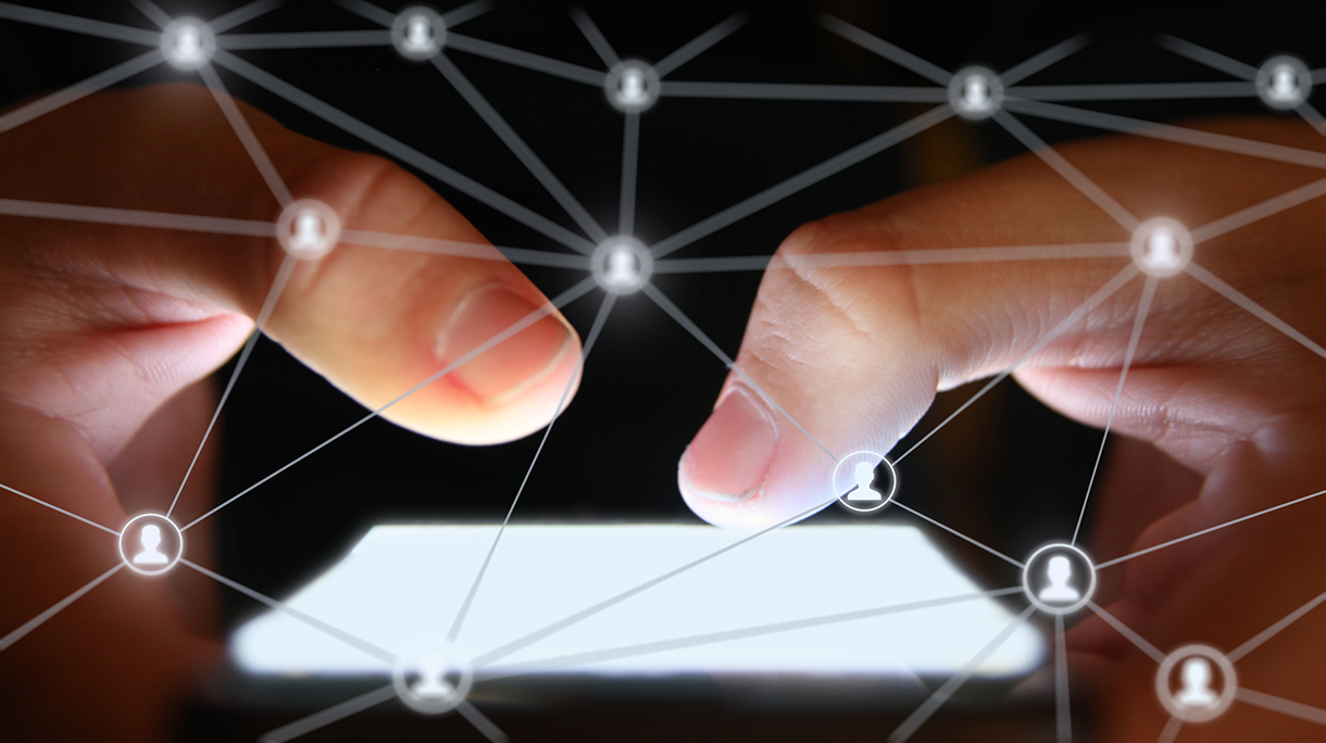 Social media icon computer network connection community people mobile phone app