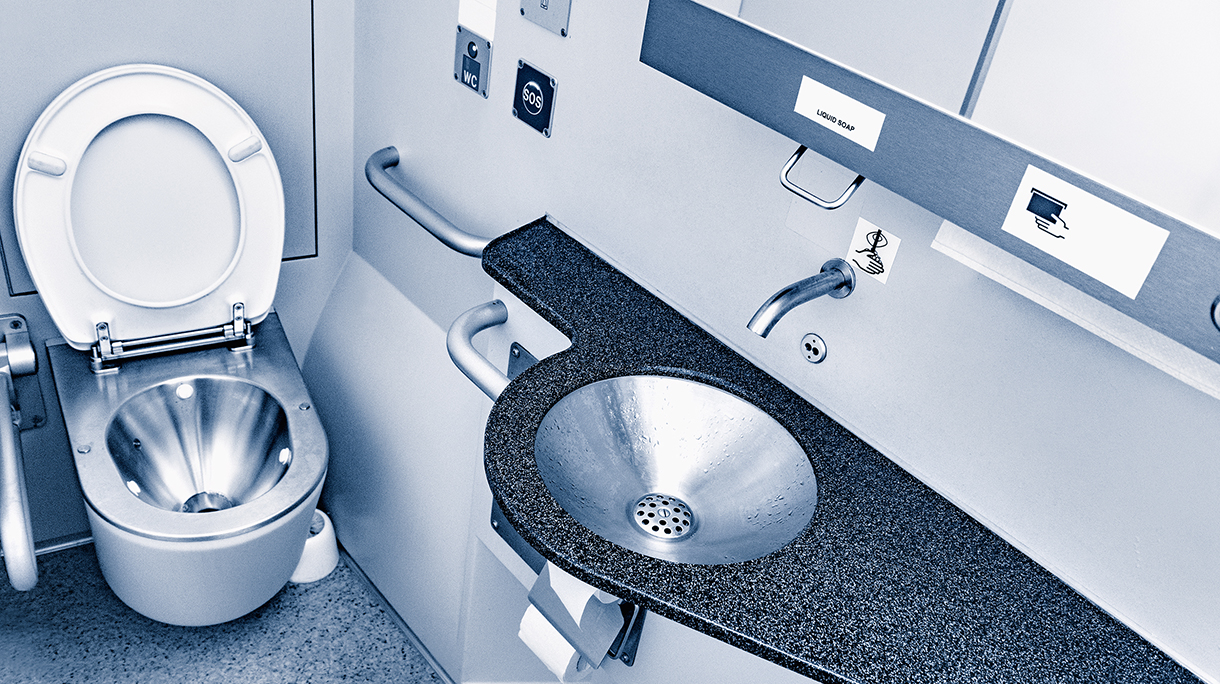 Toilet of the train.