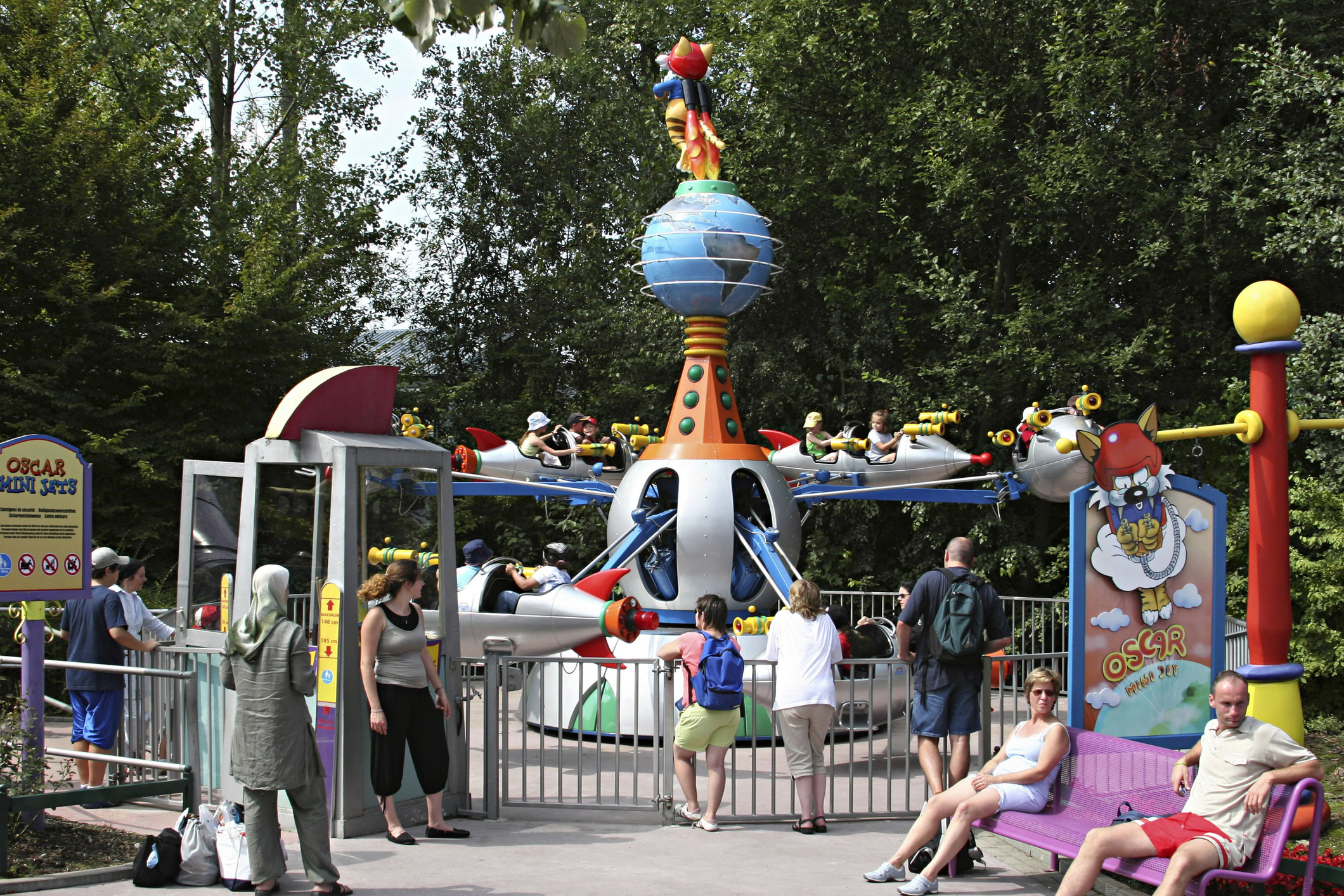 Belgium, Wavre. Near Waterloo. Walibi Amusement Park (Six Flags Belgium). Ride for younger children.