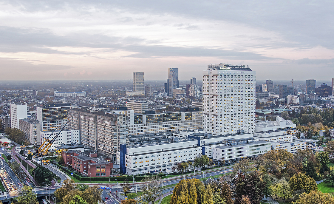 Hospital buildings at dusk
