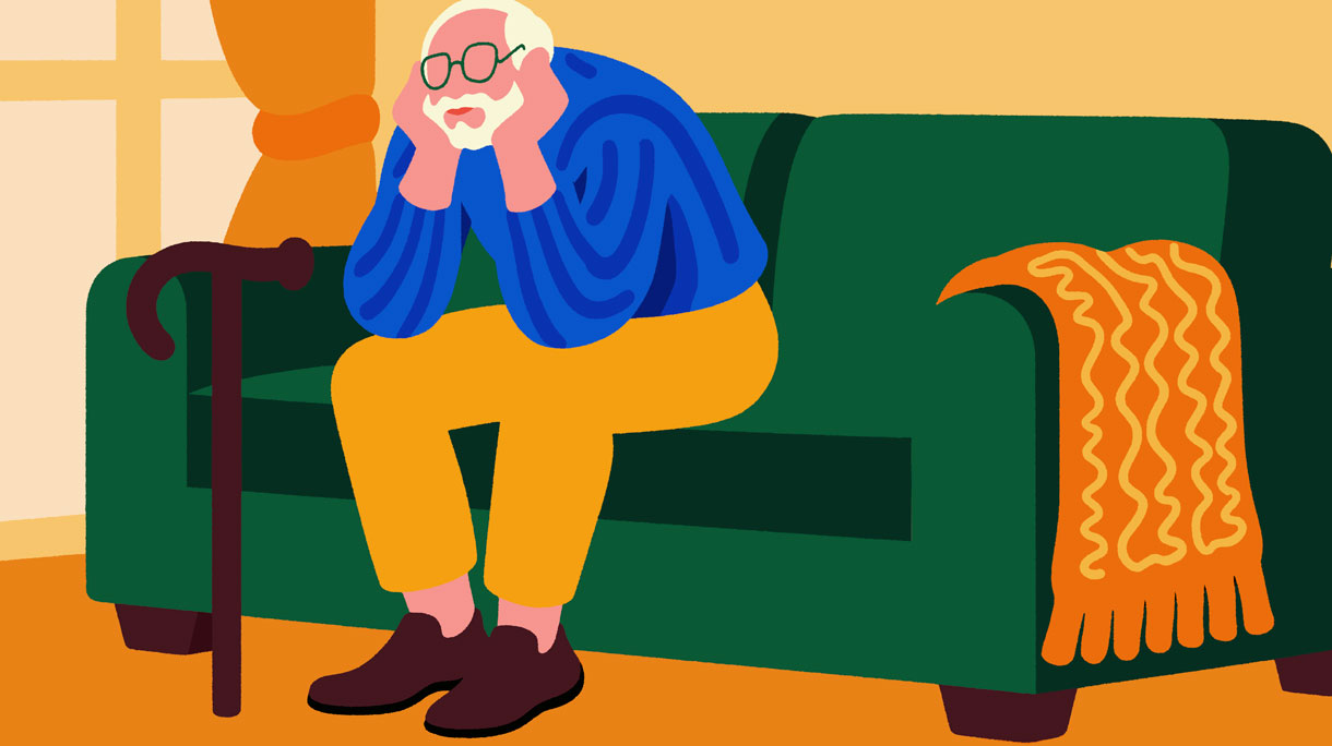 Illustratie van eenzame man