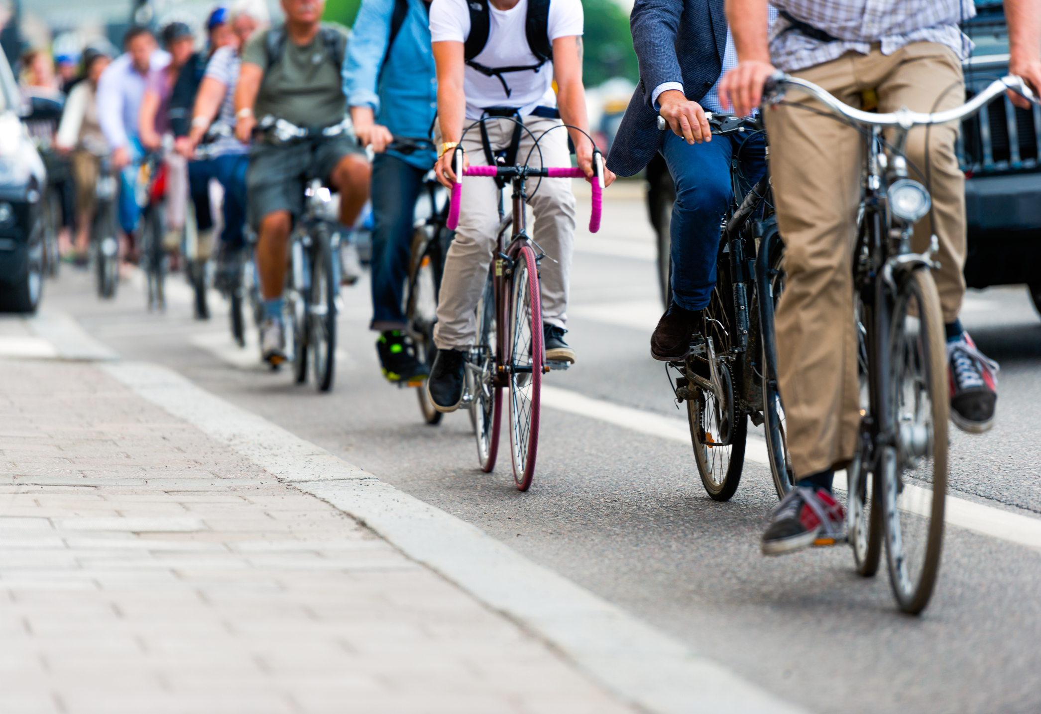Cyclists in traffic