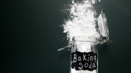 top view of baking soda on the blackboard