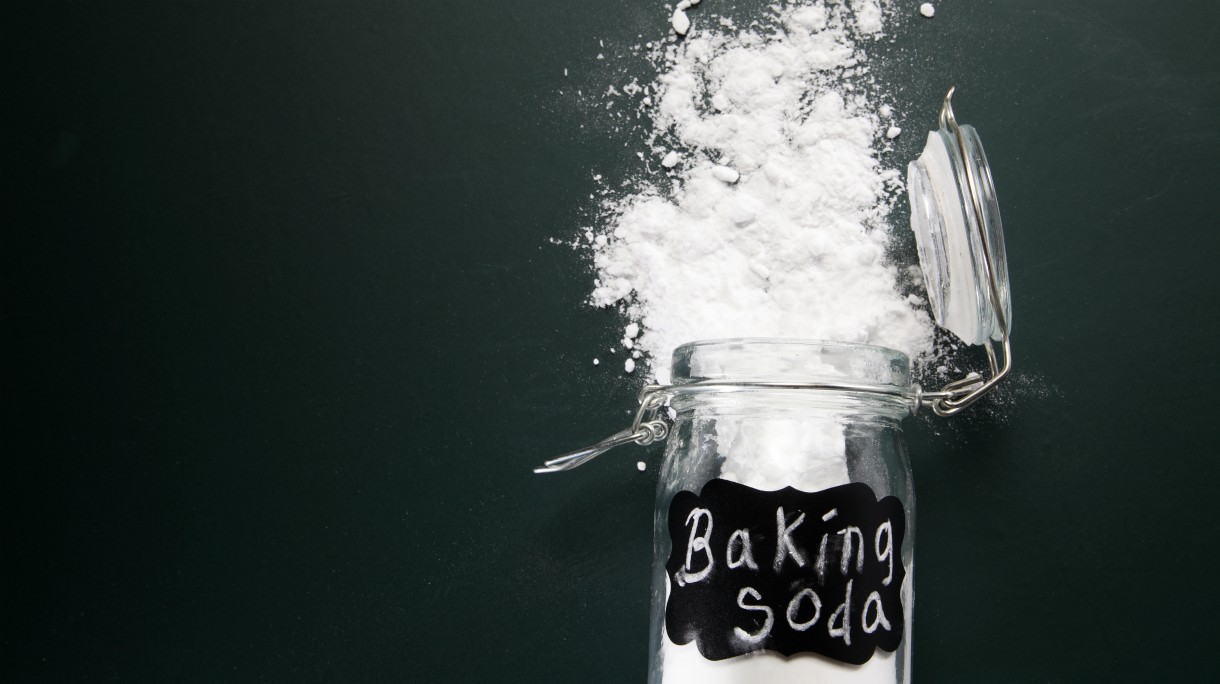 top view of baking soda on the blackboard