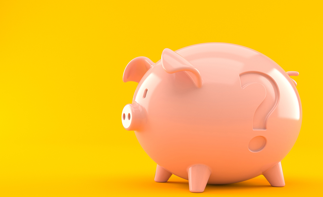Piggy bank with question mark