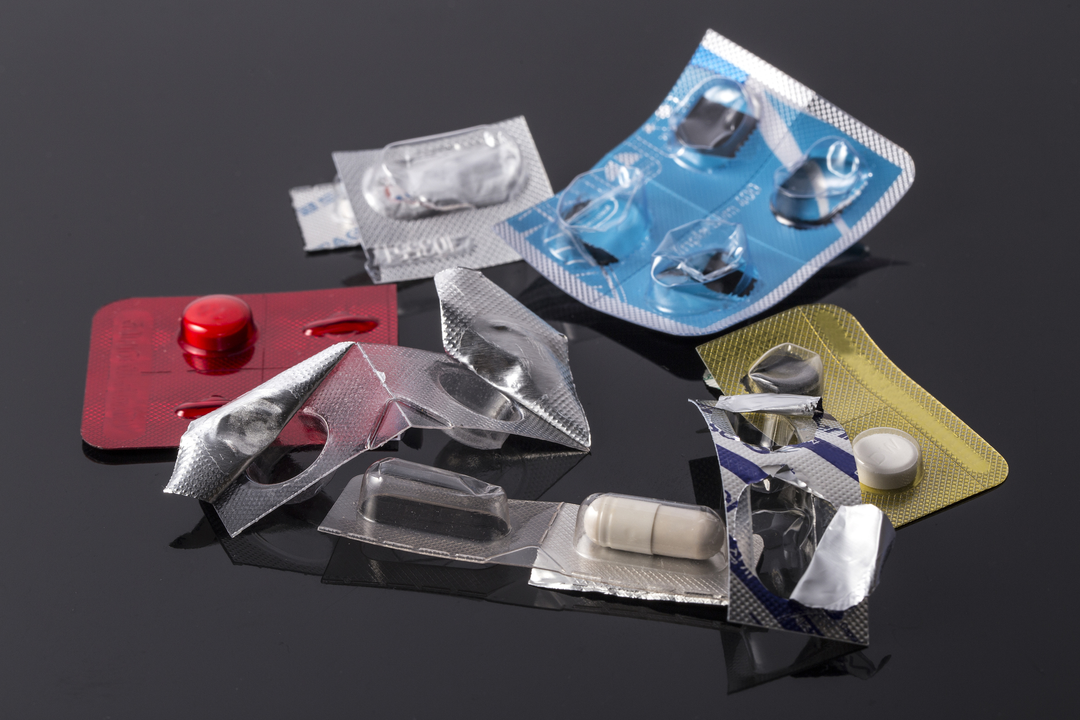Medical Waste , empty blister pack of pills, Capsules and Tablets.