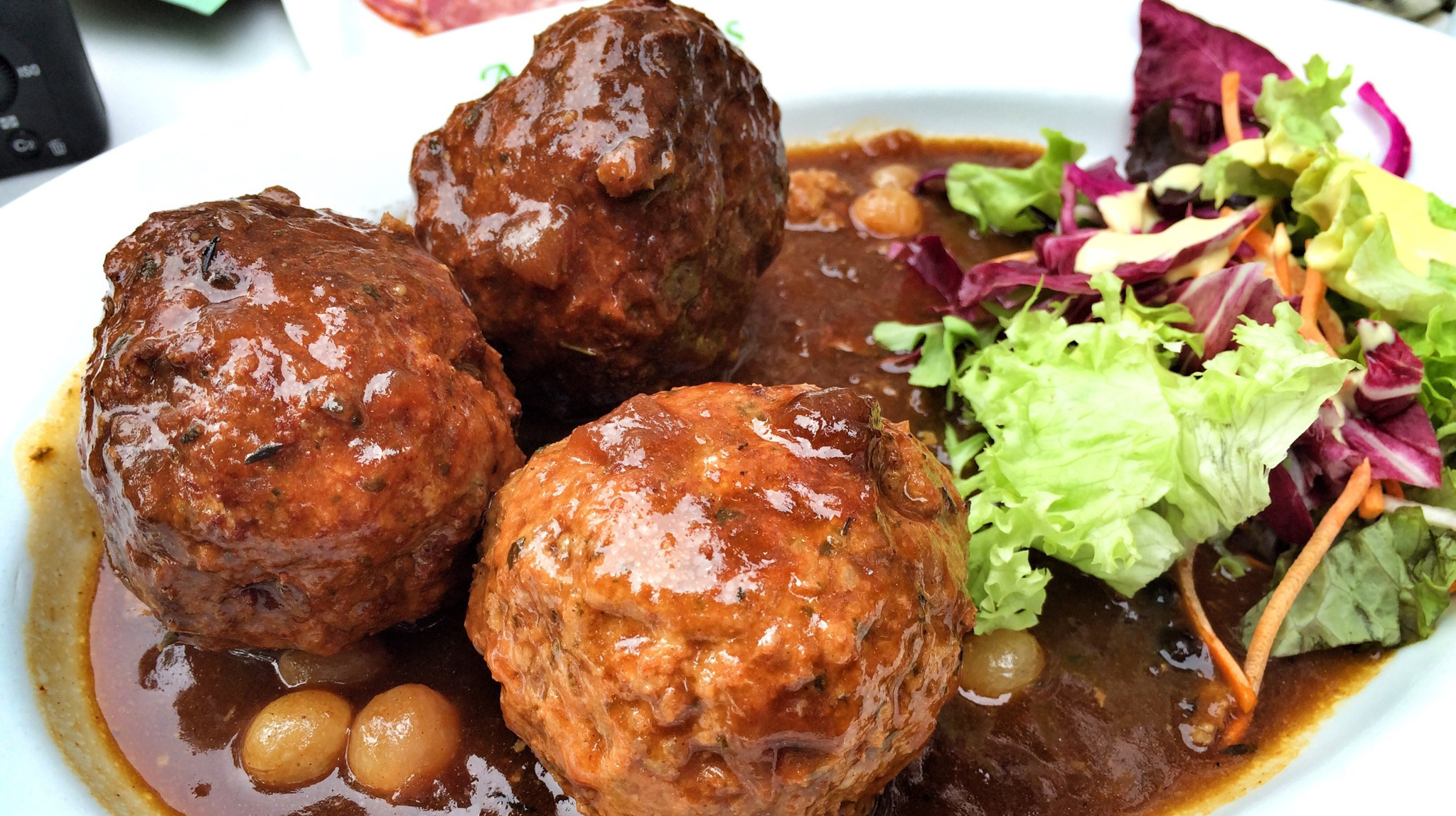 Close-Up Of Fresh Meatballs With Salad Served In Plate