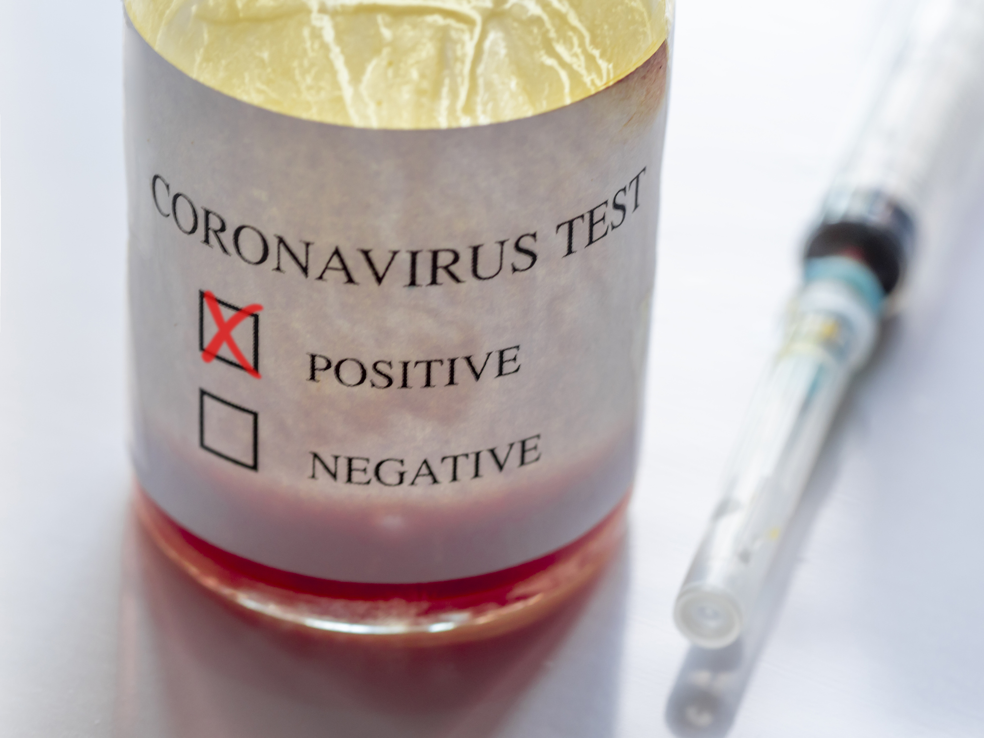 Coronavirus Positive Blood Test And Syringe